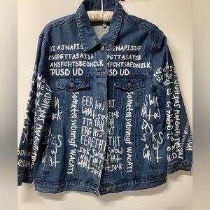 American Bazi Blue Denim Jacket with White Lettering